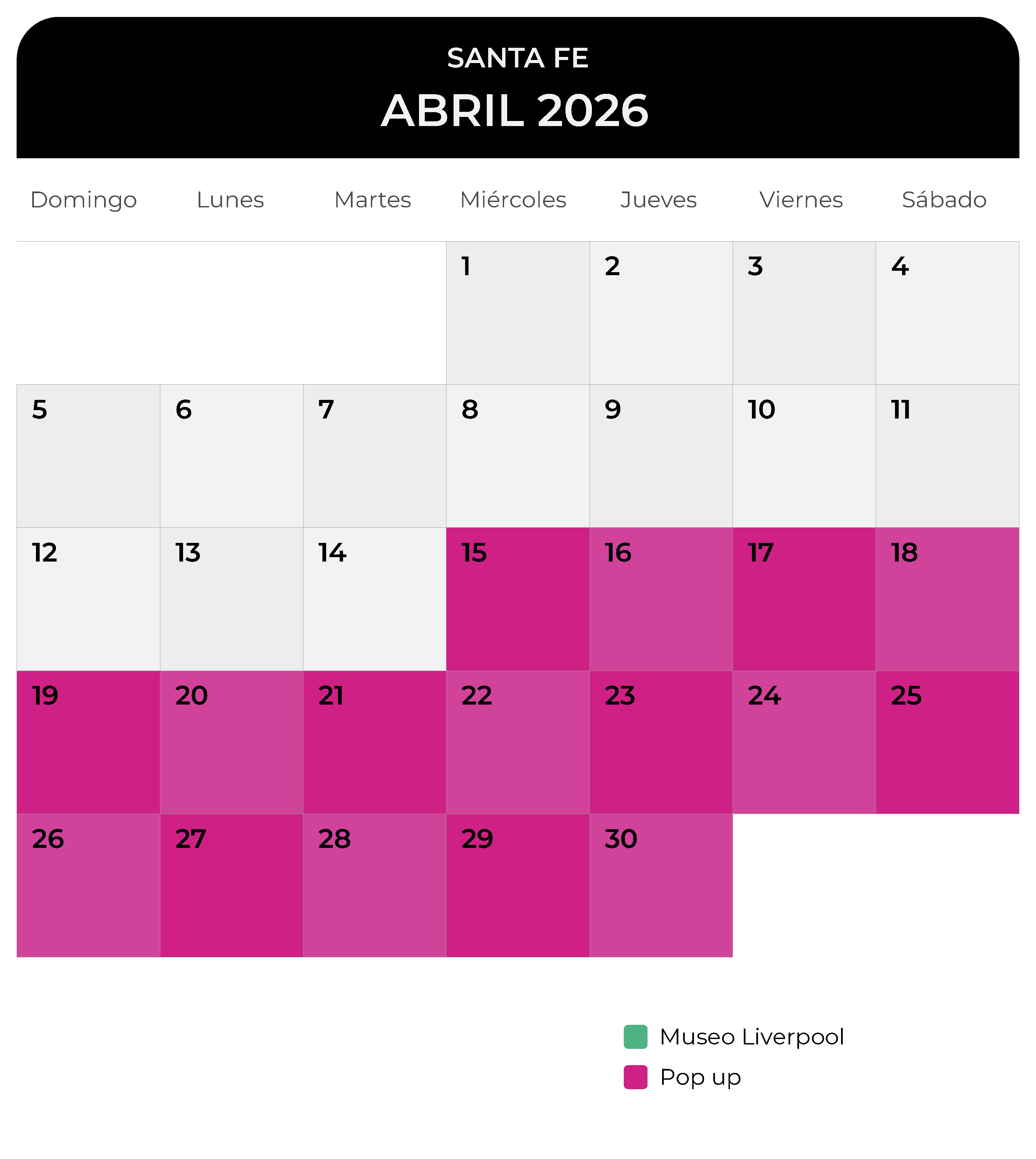 Calendario de abril Santa Fe